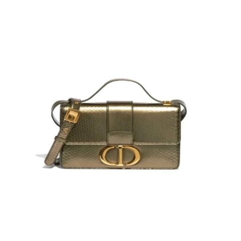 TÚI Dior 30 Montaigne Medium Python Green Metallic DA TRĂN