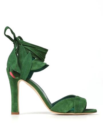 GIÀY MANOLO BLAHNIK Green suede high heel shoes