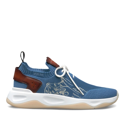 GIÀY BERLUTI Shadow Knit And Leather Sneaker Aveiro