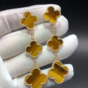 Hoa tai Van Cleef & Arpels Vàng vàng 18K 3 họa tiết Tiger's Eye Magic Alhambra 18K  (Liên hệ để biết giá)