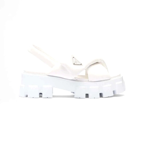 DÉP SANDAL Prada Women Monolith Padded Nappa Leather Sandals-White