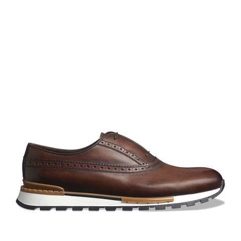 GIÀY BERLUTI Fast Track Leather Sneaker Mogano