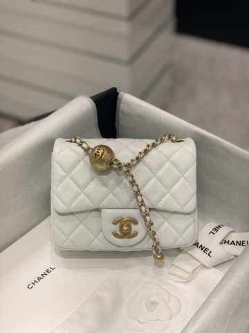 TÚI CHANEL CF Ball White trắng da HAAS