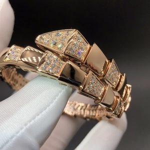 Vòng tay BVLGARI Serpenti Viper Rose Gold Diamond vàng hồng 18K