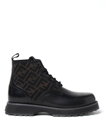 GIÀY FENDI Ankle boots in leather and fabric