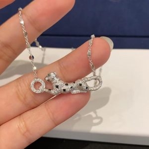 Vòng cổ Cartier Panthère de Cartier đính kim cương vàng trắng 18K