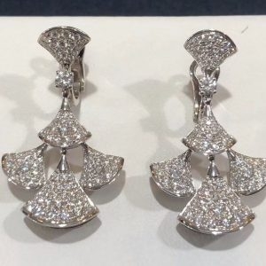 Bông tai BVLGARI DIVAS' DREAM Full Pavé Diamond vàng trắng 18K