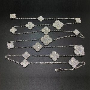 Vòng cổ Van Cleef & Arpels Magic Alhambra 16 Motif Diamond vàng trắng 18K