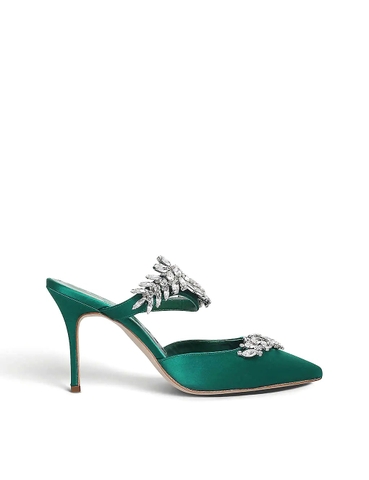 GIÀY MANOLO BLAHNIK Lurum crystal-embellished satin mules