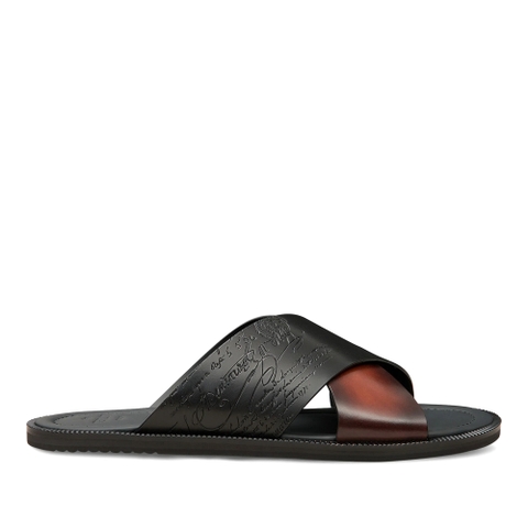 DÉP BERLUTI Sifnos Scritto Leather Sandal Cacao Intenso