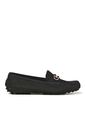 GIÀY SALVATORE FERRAGAMO Black suede loafers shoes