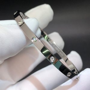 Vòng Tay Cartier Love 10 Viên Kim Cương vàng trắng 18K