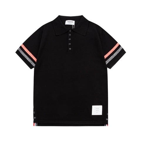 ÁO THOM BROWNE POLO SHIRT BLACK MÀU ĐEN DỆT KIM