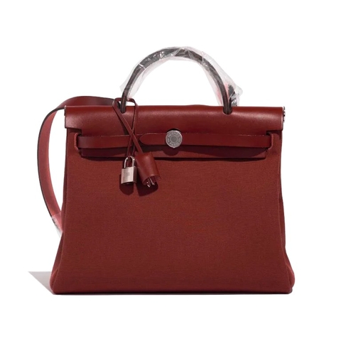 TÚI Hermès Herbag 31 Toile Vache Hunter Rouge H