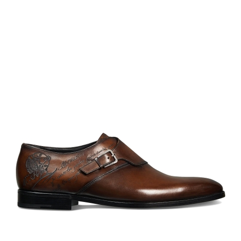 GIÀY BERLUTI Scars Démesure Scritto Leather Monk Shoe Brun