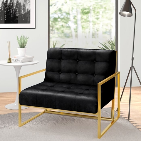 SOFA RELAX ĐƠN NỈ KHUNG SUS304 MẠ VÀNG PVD ALLI Armchair