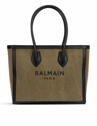 TÚI BALMAIN Shopping large cotton and linen-blend tote bag