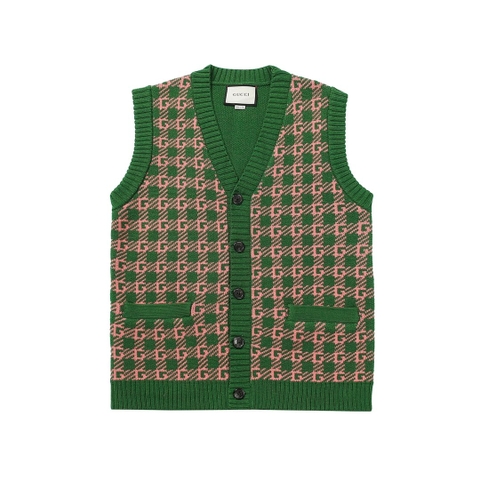 ÁO GUCCI Gile Cashmere Green and Pink