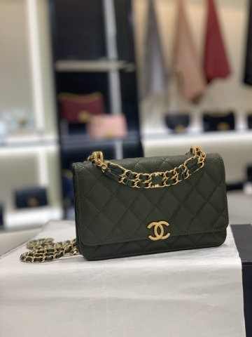 TÚI CHANEL 22K WOC Caviar Olive xanh Oliu da HAAS