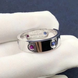 Nhẫn Cartier Love đính đá nhiều màu vàng trắng 18K