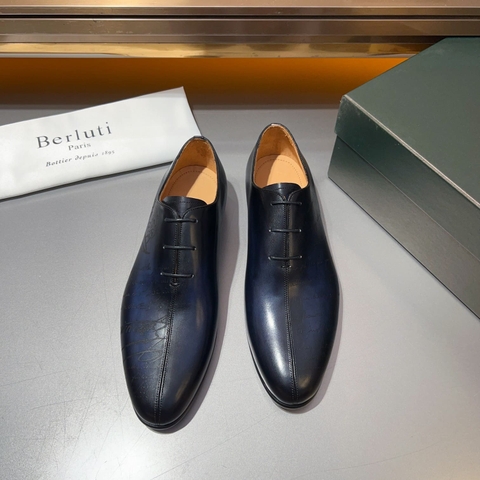 GIÀY BERLUTI BUSINESS BLUE HANDMADE TOP QUALITY SHOES AAA