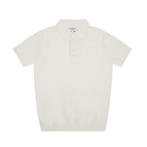 ÁO THOM BROWNE POLO 3 BAR SHIRT WHITE MÀU TRẮNG THUN DỆT KIM