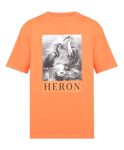 ÁO HERON PRESTON ORANGE T-SHIRT WITH BRANDED PRINT