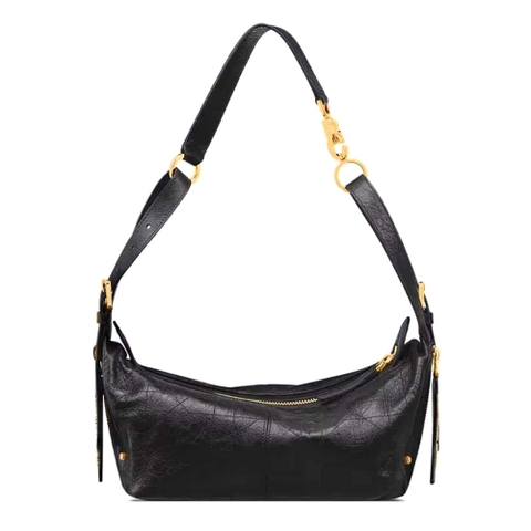 TÚI Dior Women Small D-Journey bằng da bê nhăn màu đen đế phẳng Macrocannage