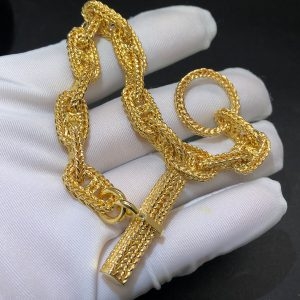 Vòng tay Toggle Link Hermès Chaine D'Ancre Tresse vàng hồng 18K