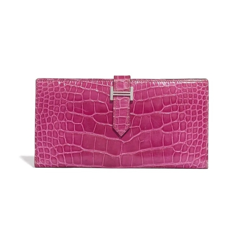 TÚI Hermès Wallet Bearn Fuchsia Alligator