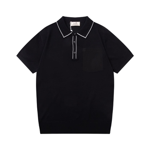 ÁO HERMES POLO SHIRT BLACK MÀU ĐEN THUN DỆT KIM