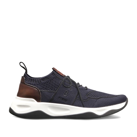 GIÀY BERLUTI Shadow Knit And Leather Sneaker Navy