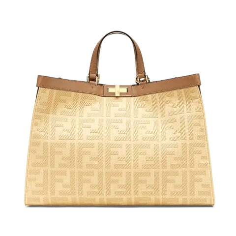TÚI Fendi Peekaboo X-Tote Beige Canvas Bag
