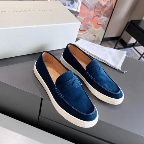 GIÀY BRUNELLO CUCINELLI Suede Blue loafer shoes