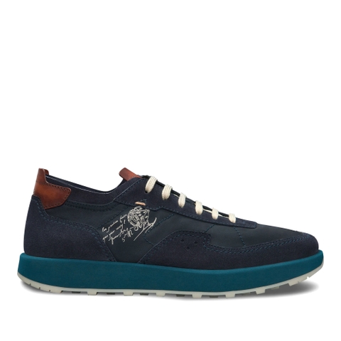 GIÀY BERLUTI Light Track Suede Leather and Nylon Sneaker Navy
