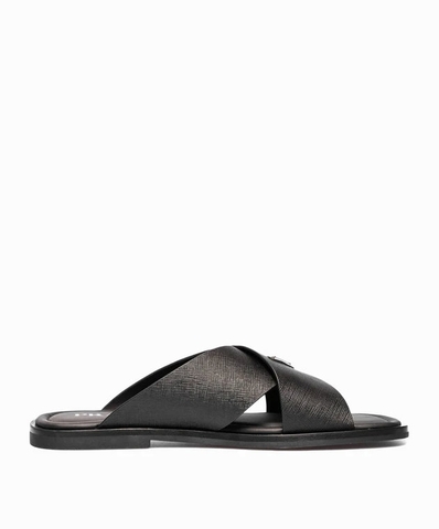 DÉP PRADA SAFFIANO LEATHER BLACK SANDALS