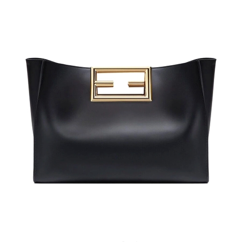 TÚI Fendi Way Medium Made of Camellia-Colored Leather Bag-Black