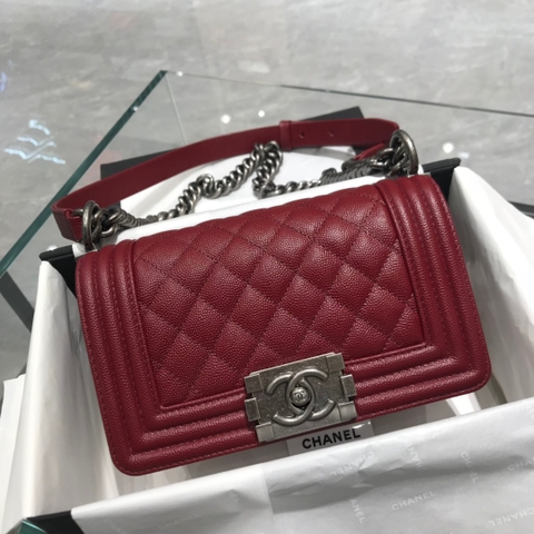 TÚI CHANEL LEBOY DIAMOND QUILTE CAVIAR MAROON DA HASS 20