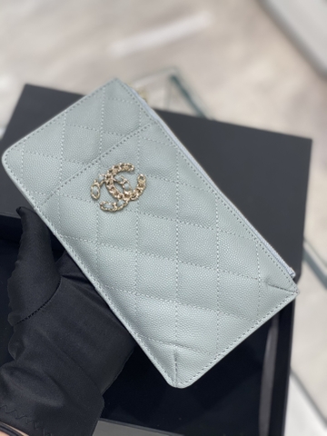 CHANEL CARD HOLDER LONG CAVIAR BLUE XANH DA HAAS