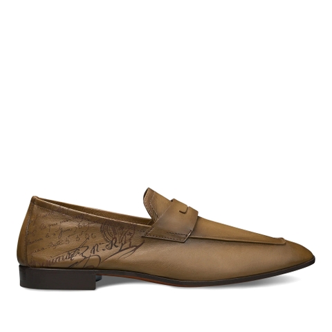 GIÀY BERLUTI Lorenzo Scritto Kangaroo Leather Loafer Olive