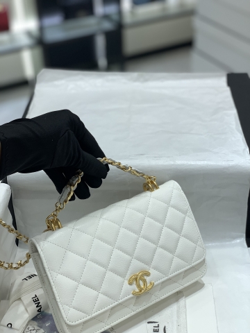 TÚI CHANEL WOC Caviar White trắng da HAAS