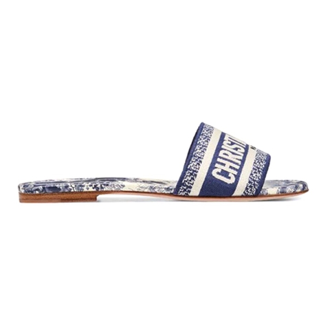 DÉP DIOR Dway Mule in Embroidered Cotton Sandal-Navy