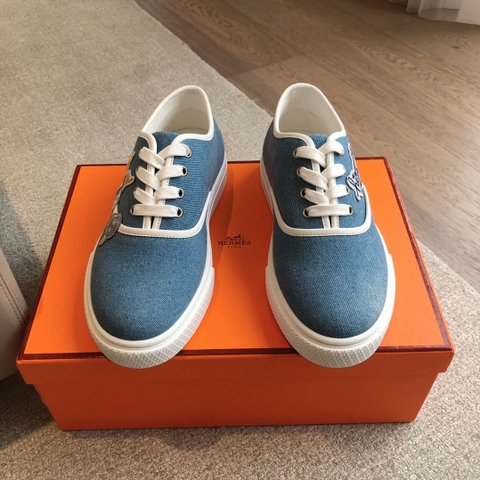 GIÀY HERMES KELLY SNEAKER LOW SPORTS DENIM BLUE AAA