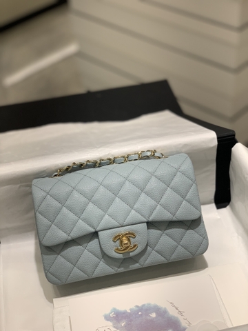 TÚI CHANEL CF 20 CAVIAR BLUE DA HAAS GOLD
