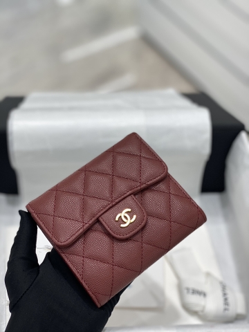 VÍ CHANEL CF CAVIAR MAROON DA HAAS