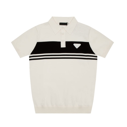 ÁO PRADA POLO SHIRT WHITE MÀU TRẮNG THUN DỆT KIM