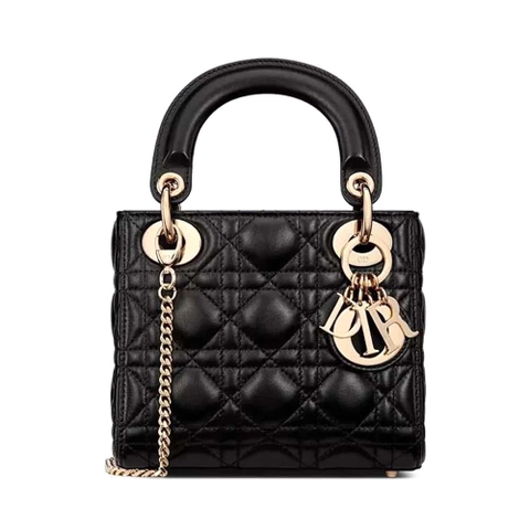 TÚI Dior Women Mini Lady Dior màu đen Cannage Lambskin da cừu