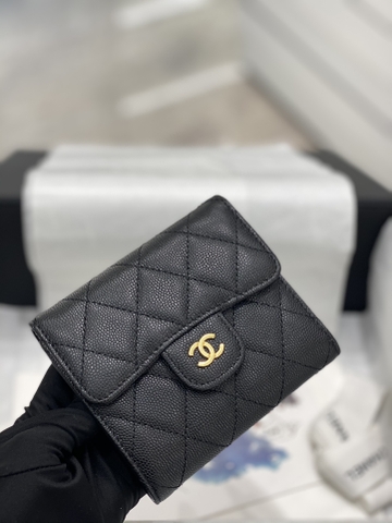 VÍ CHANEL CF CAVIAR BLACK DA HAAS