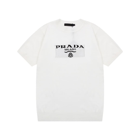 ÁO PRADA T SHIRT WHITE MÀU TRẮNG THUN DỆT KIM