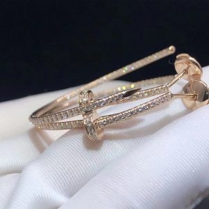 Bông tai Cartier Juste Un Clou kim cương dạng vòng lớn vàng hồng 18K